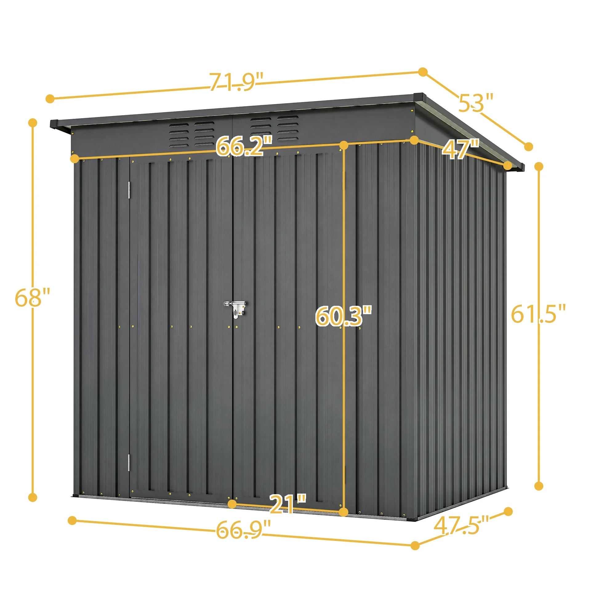 6 x 4 ft Outdoor Storage Shed with Floor Frame, Storage Sheds for Outside with Lockable Door, All Weather Garden Tool Shed with Air Vent for House Backyard Patio Lawn, Black