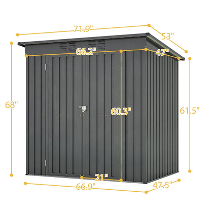 6 x 4 ft Outdoor Storage Shed with Floor Frame, Storage Sheds for Outside with Lockable Door, All Weather Garden Tool Shed with Air Vent for House Backyard Patio Lawn, Black