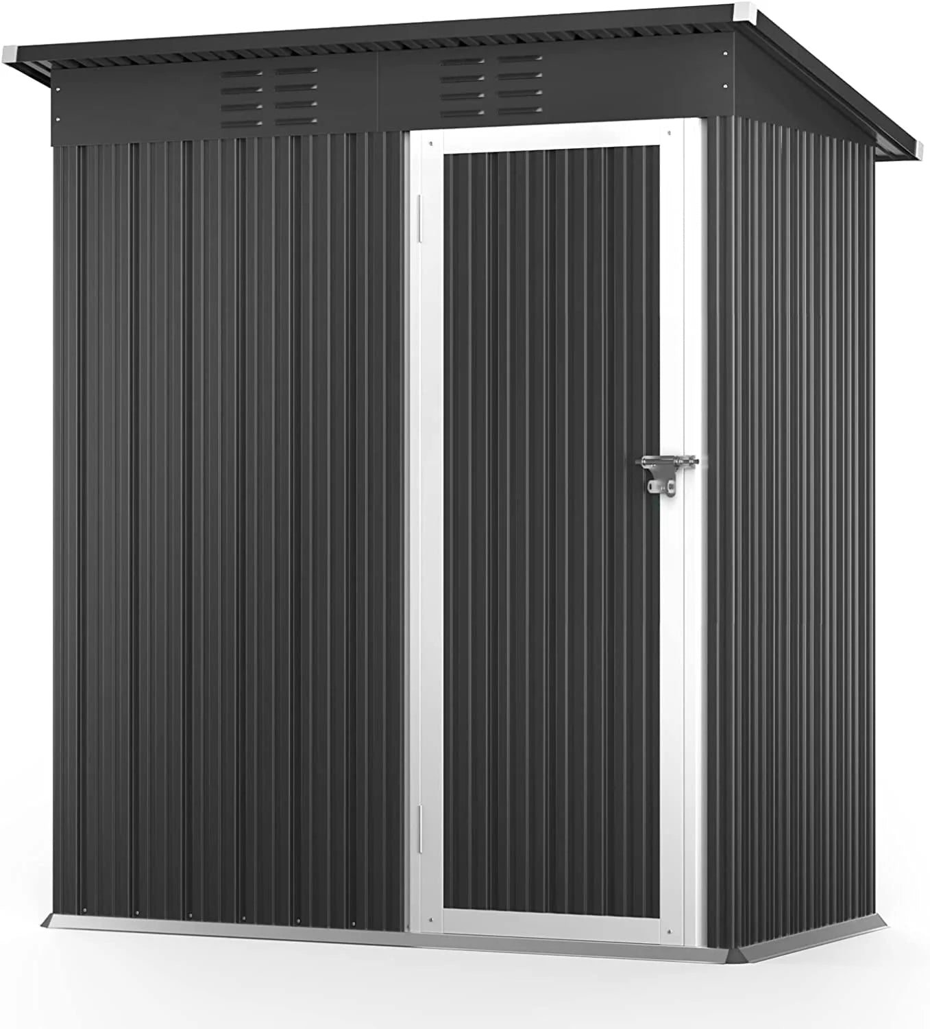 Aiho 5'x 3' Metal Outdoor Storage Shed for Patio Lawn Garden - Gray
