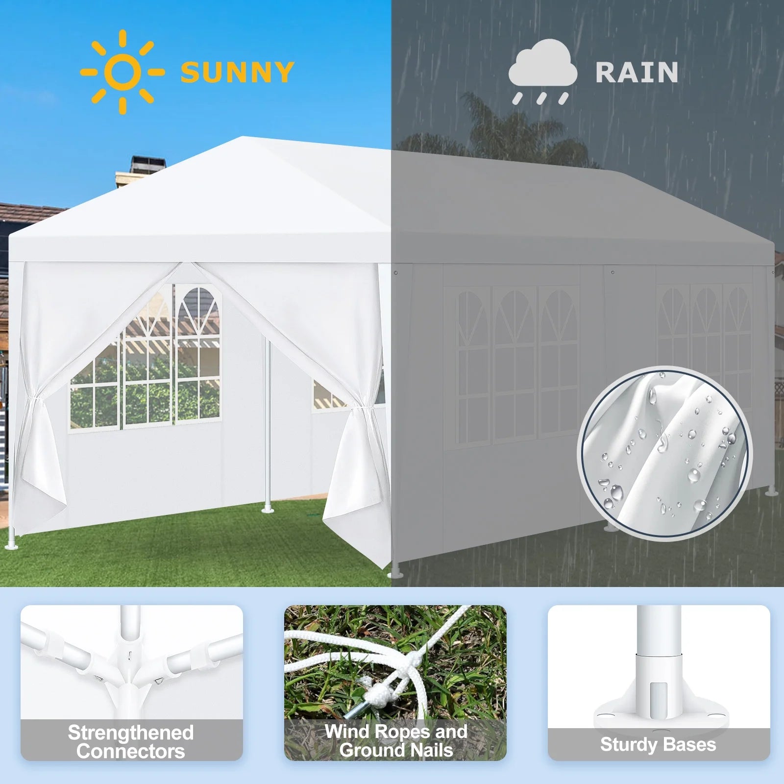 HOTEEL 10'x20' Canopy Party Tent with 4 Removable Sidewalls, Outdoor Tent for Parties, Event Tent, Large Canopy Tent for Weddings, Parties, Patio Camping Gazebo, All Season & Waterproof, White