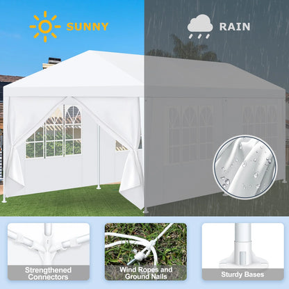 HOTEEL 10'x20' Canopy Party Tent with 4 Removable Sidewalls, Outdoor Tent for Parties, Event Tent, Large Canopy Tent for Weddings, Parties, Patio Camping Gazebo, All Season & Waterproof, White