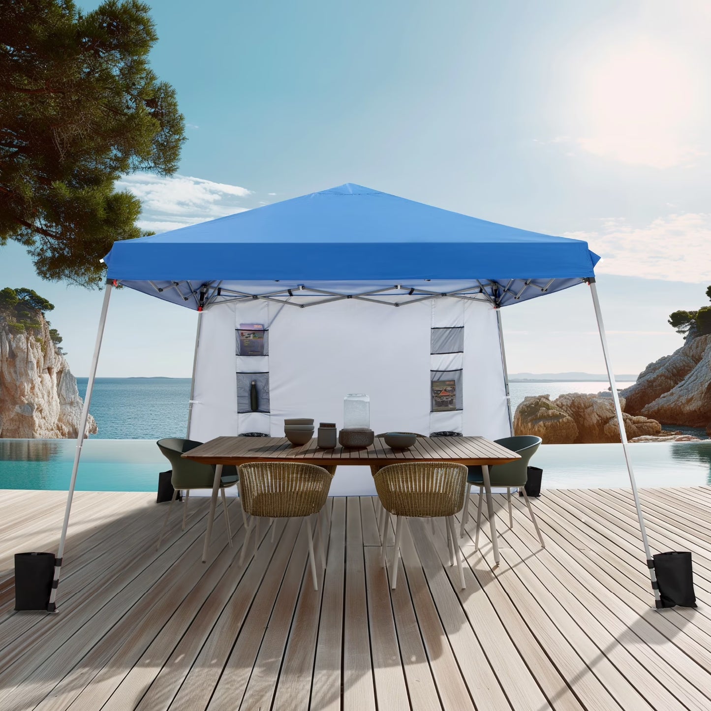 MAISON ARTS 12x12' Canopy with One Sidewalls UV Block Sun Shade Canopy Gazebo for Patio Outdoor 8x8FT (with side wall) 8X8FT