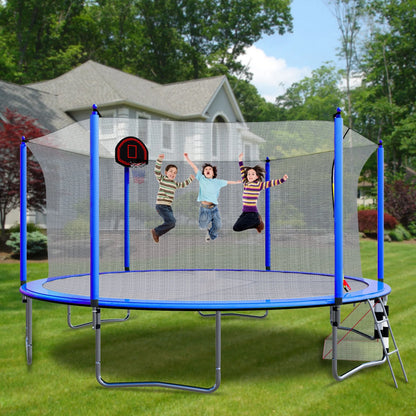16FT Trampoline with Basketball Hoop, Outdoor Trampoline with Safety Enclosure Net, Recreational Trampoline for Kids and Adults with Soccer Goal, 1000lbs Weight Capatity for Backyard, Patio