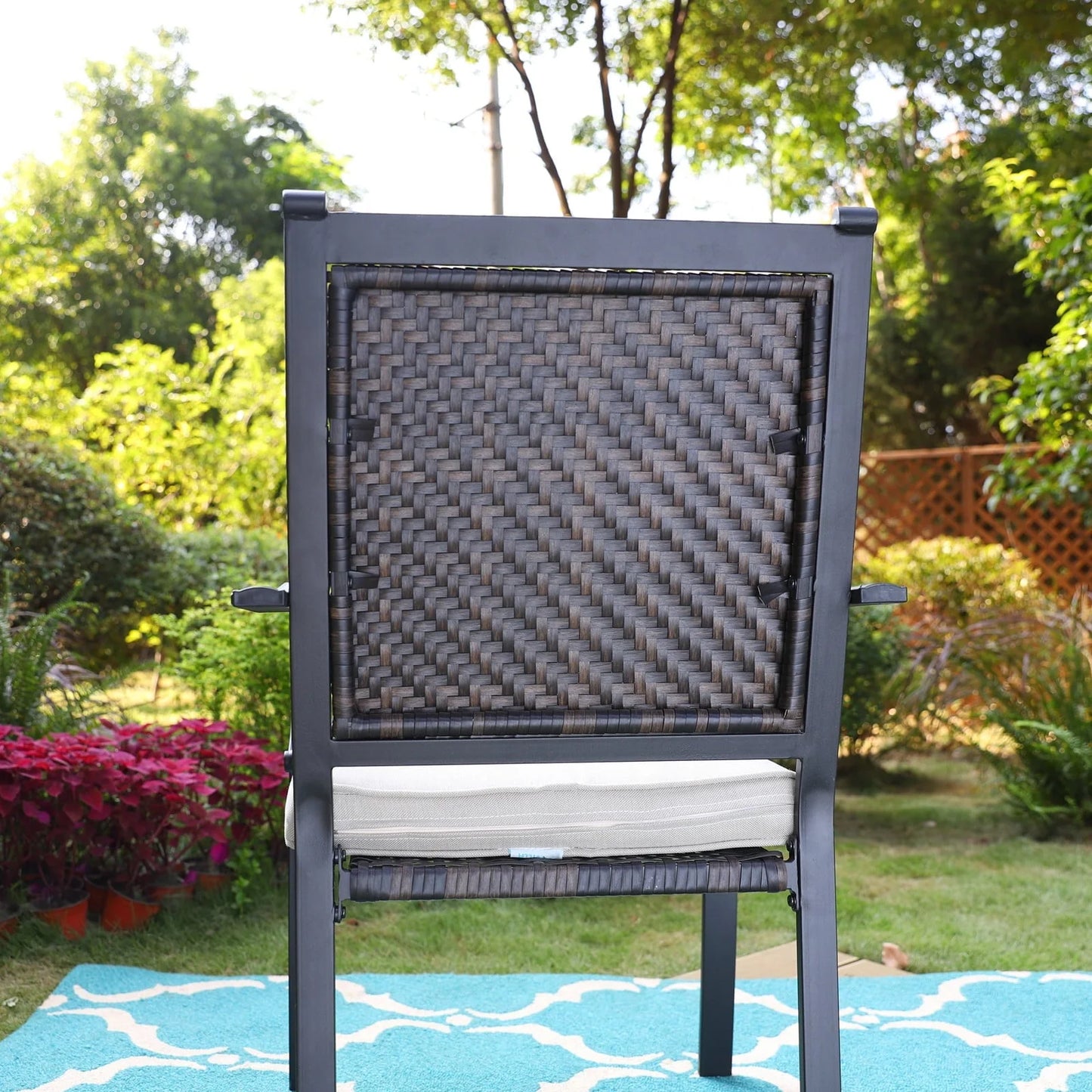 MF Studio 7 Pieces Outdoor Patio Dinning Set Cushioned Rattan Wicker Chairs with Extendable Table