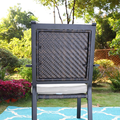 MF Studio 7 Pieces Outdoor Patio Dinning Set Cushioned Rattan Wicker Chairs with Extendable Table