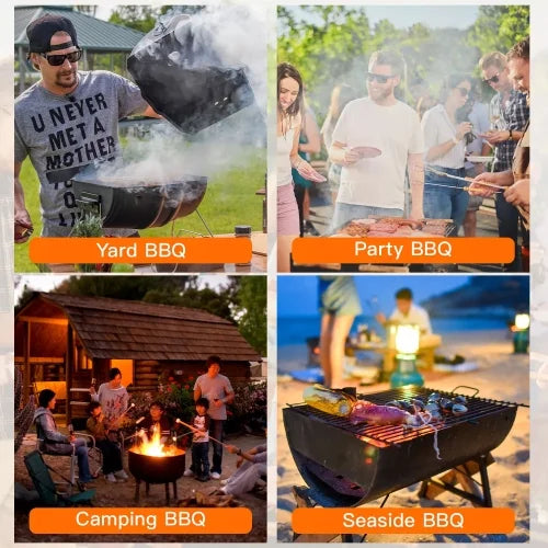 FUTINGZHI 43" BBQ Grill Charcoal Barbecue Pit Outdoor Patio Backyard Meat Cooker Smoker Black - Heavy Duty Portable Charcoal Grill for Camping