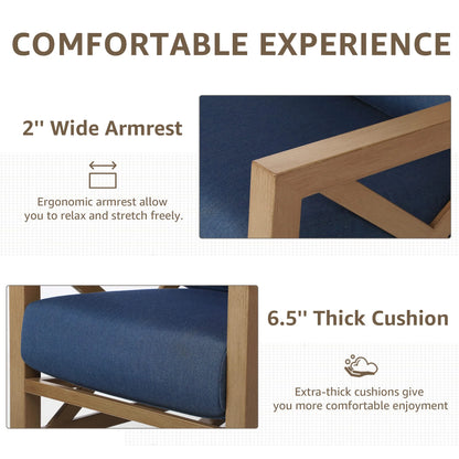 NATURAL EXPRESSIONS Sunbrella Rocking Bistro Set, 3 Piece Outdoor Patio Conversation Furniture Set with 6.5'' Thick Cushions Wood Grain Finish Frame for Backyard,Porch,Poolside