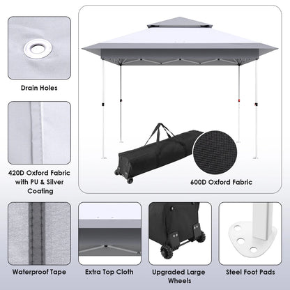 Arlopu White 12' x 12' Ez Pop Up Canopy Tent Portable Instant Folding Shelter Outdoor Camping Canopy Patio Party Gazebo
