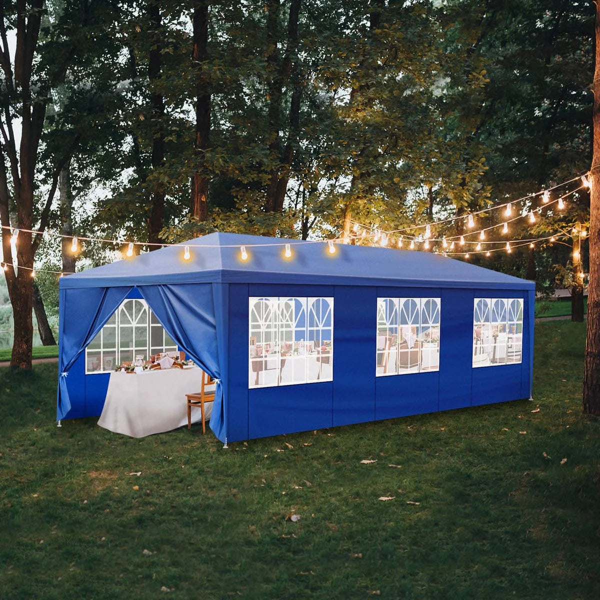 ALFRESCO 10'x30' Waterproof Outdoor Party Tent with 8 Removable Sidewalls - Perfect for Patio Weddings, Blue