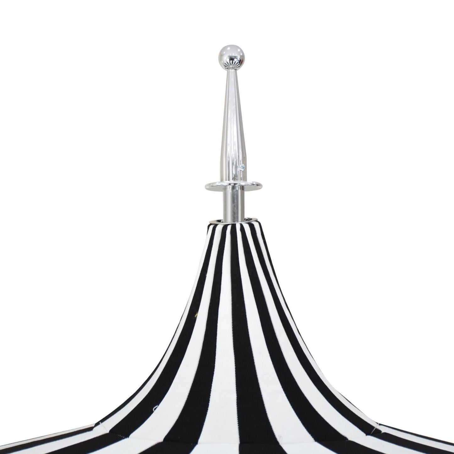 California Umbrella Pagoda Series 8.5 Ft Round Aluminum Pagoda Patio Umbrella W/Push Lift & Steel Wire Ribs - White Frame/Sunbrella Pacific Blue Stripe Canopy