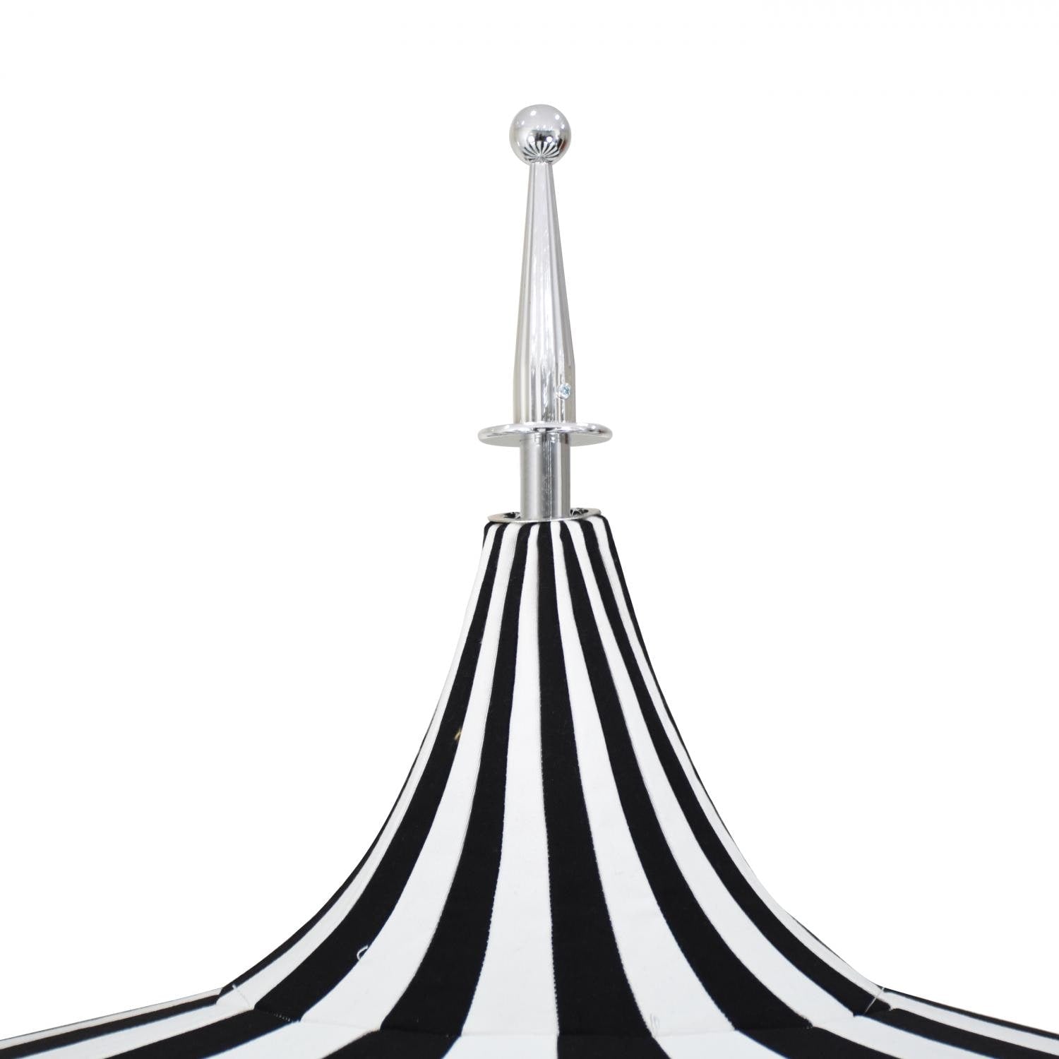 California Umbrella Pagoda Series 8.5 Ft Round Aluminum Pagoda Patio Umbrella W/Push Lift & Steel Wire Ribs - White Frame/Sunbrella Pacific Blue Stripe Canopy