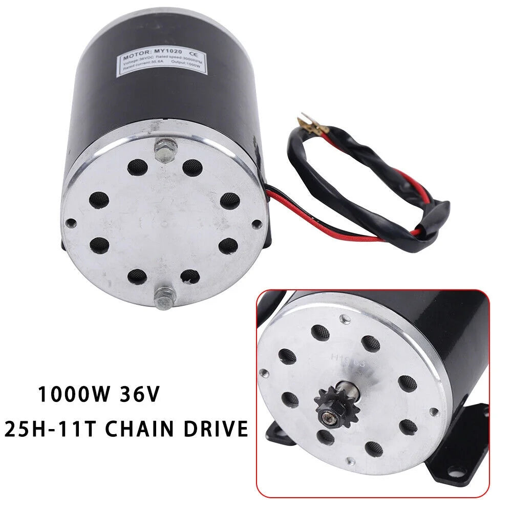 ToppiJoy Mini Bike Motor 1000W, DC Brushed Motor with High Torque for Electric Bicycle, Go-Kart, & Scooter, Fast Start Performance & Heat Dissipation for Smooth Ride