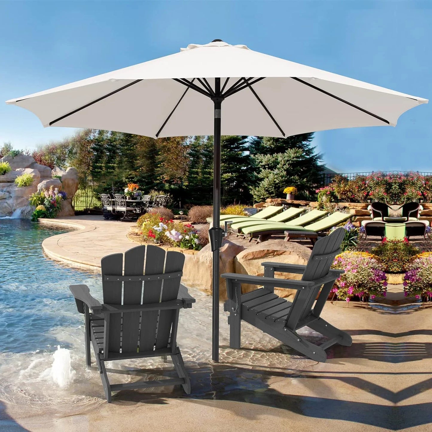 JEAREY Olefin Patio Umbrella Outdoor Umbrella with Auto Tilt