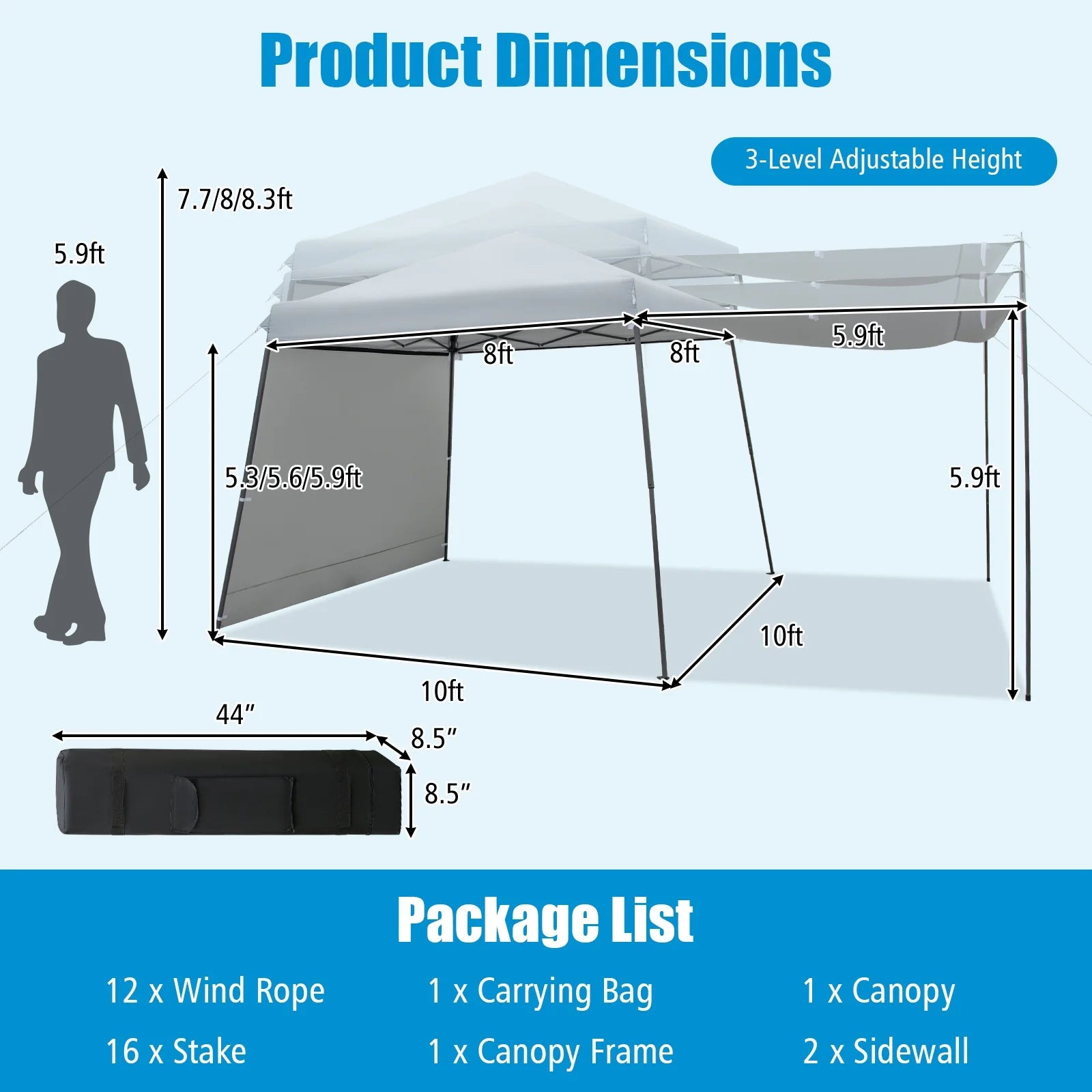 Gymax Patio 10 x 10FT Instant Pop-up Canopy Folding Tent w/Sidewalls & Awnings Outdoor