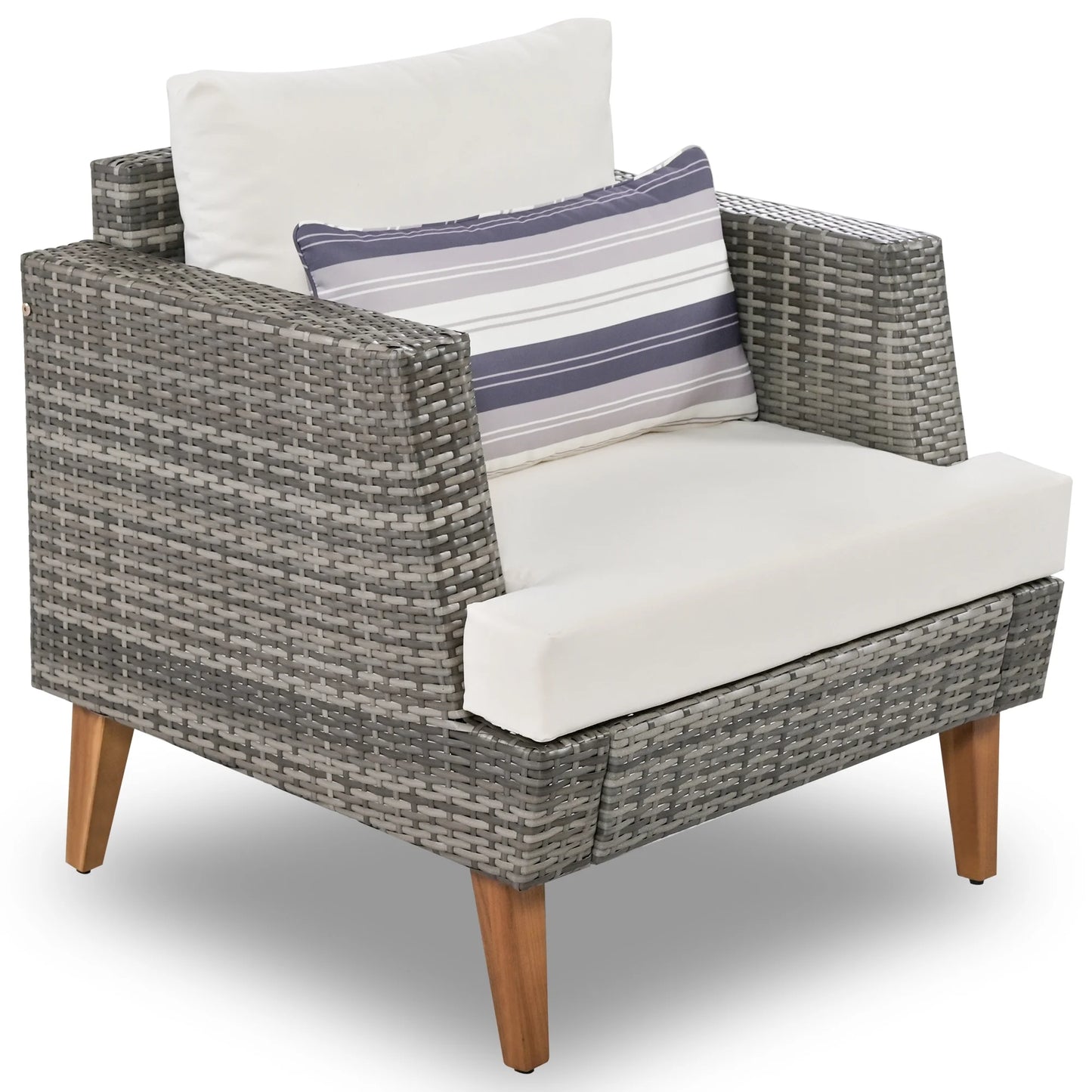 6 Pieces Wicker Patio Furniture Set Outdoor Conversation Set, All Weather PE Rattan Sectional Sofa Couch with Storage Table and Cushions, Beige