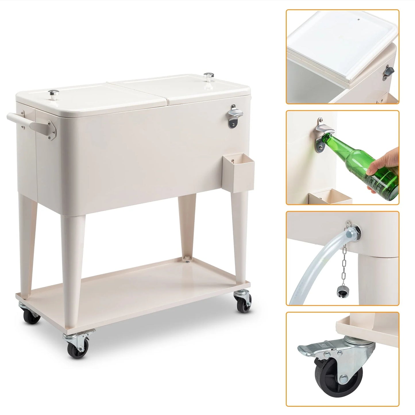 UBesGoo Patio Cooler Cart Keep Your Beverages Cold and Refreshing with this Convenient Rolling Cooler Cart,Rolling Cooler Cart