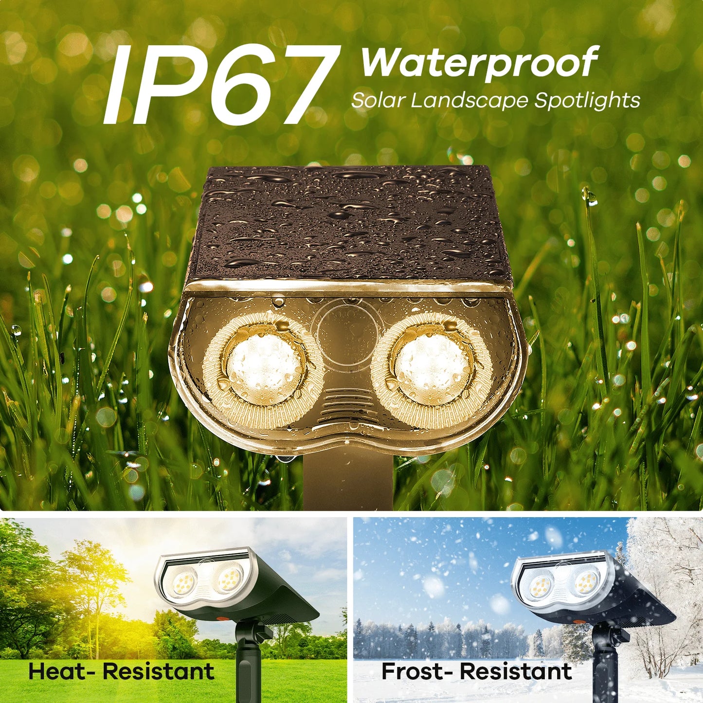 Linkind Solar Lights Outdoor, Solar Spot Lights Outdoor 800LM 3000K Warm White, LED Solar Landscape Spotlights for Garden Yard Patio Driveway Porch, 4-Pack