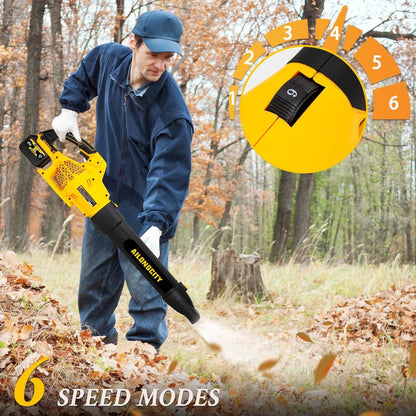 21V Cordless Leaf Blower, 2 x 6.0Ah Battery Powered Blowers Leaf, 6 Speed Levels & 500CFM/150MPH, Blowers for Lawn Care, Sopladora De Hojas with Extension Nozzle for Patio, Snow