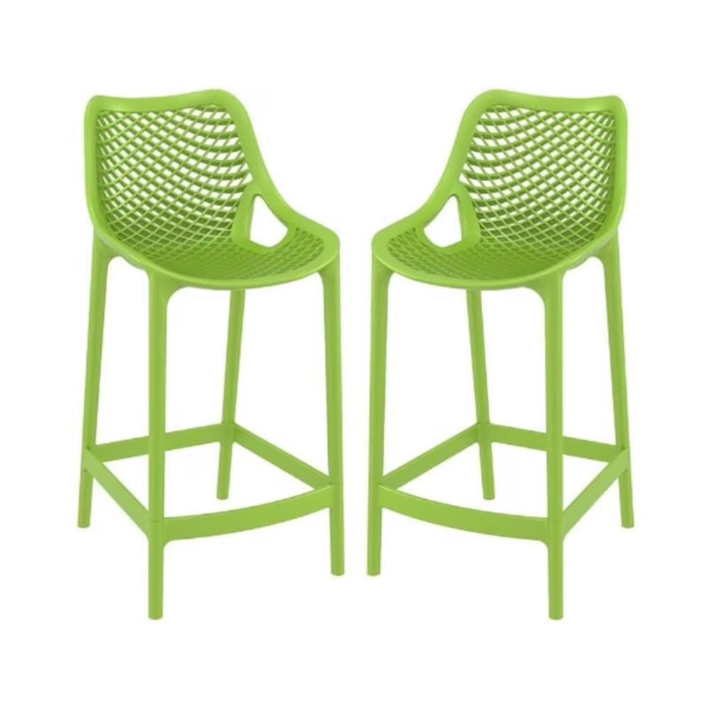 Home Square Polypropylene Patio Bar Stool in Taupe - Set of 2