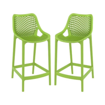 Home Square Polypropylene Patio Bar Stool in Taupe - Set of 2