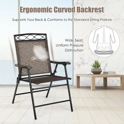 Gymax 2PCS Folding Chairs Patio Garden Outdoor w/Steel Frame Armrest Footrest