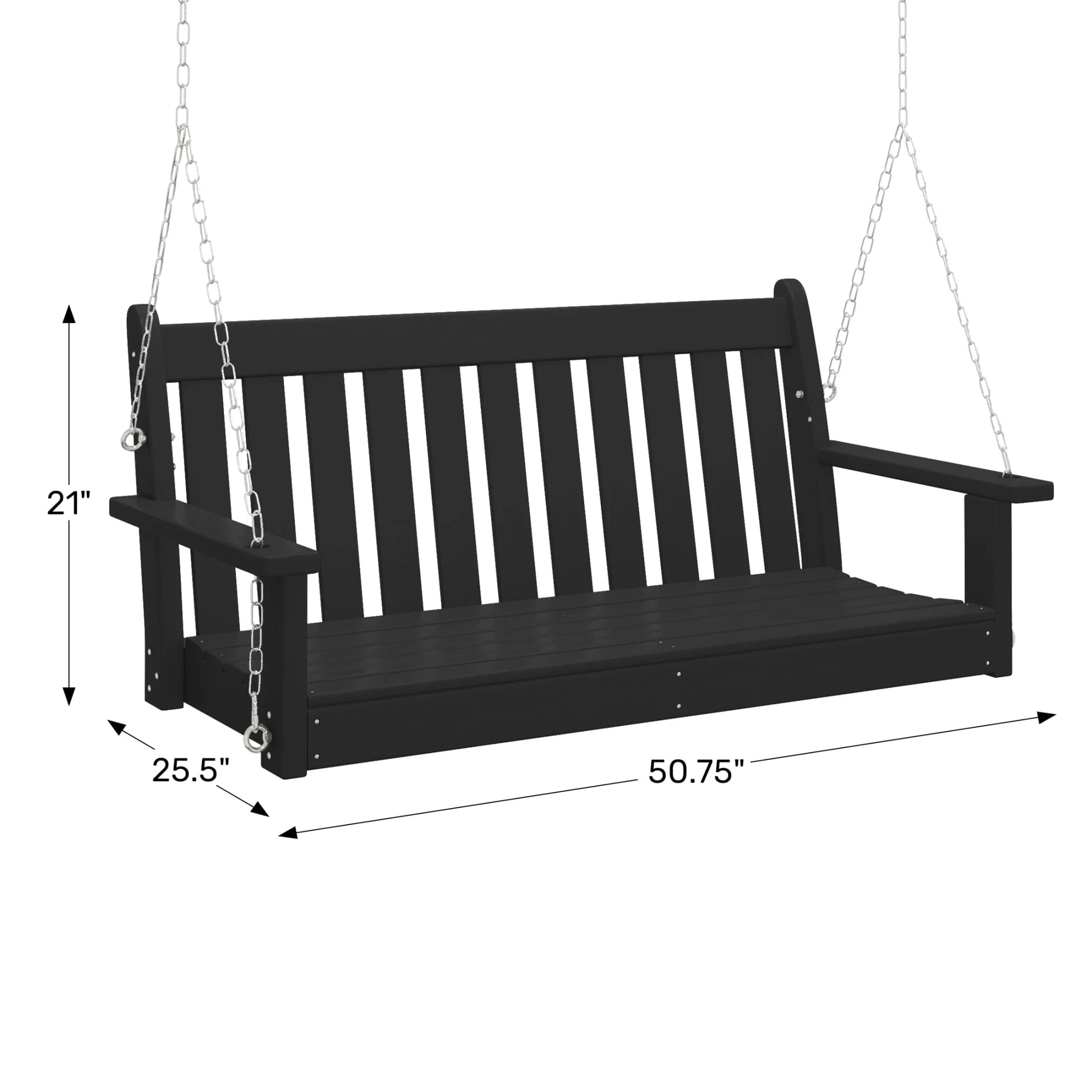 WestinTrends Malibu Outdoor Patio HDPE Hanging Front Porch Swing Bench, Dark Brown