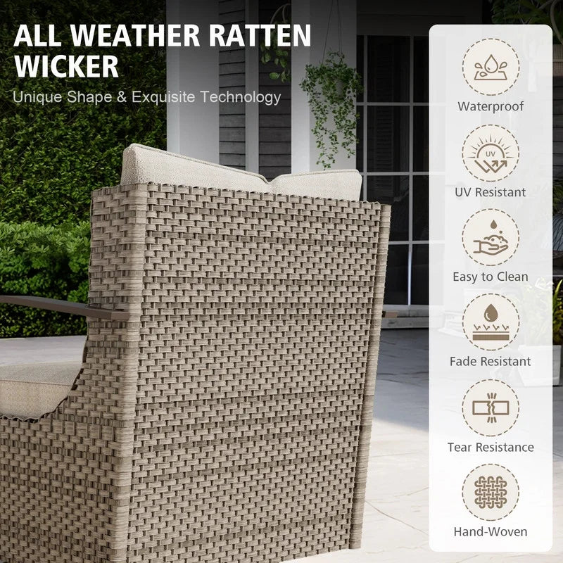 GAZEBETER 2Pcs Wicker Patio Chairs,Modern All Weather Outdoor Ratten Chairs with Seat Cushions and Thicking Back,Beige