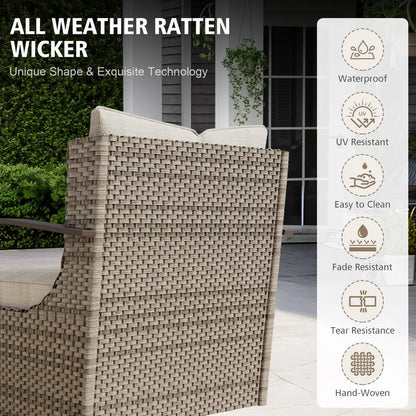 GAZEBETER 2Pcs Wicker Patio Chairs,Modern All Weather Outdoor Ratten Chairs with Seat Cushions and Thicking Back,Beige