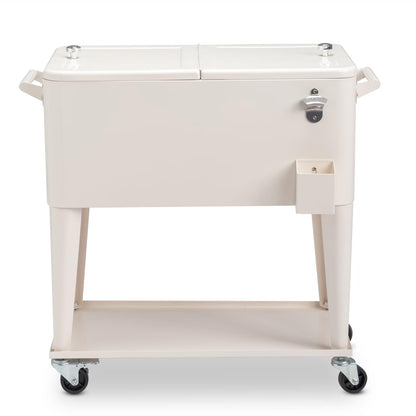 BNSPLY 80 Quart Outdoor Cooler Cart Rolling Ice Chest Cooler Cart, Portable Patio Cooler with Bottle Opener, Handles and Drainage, Standing Cooler for Patio Party, Camping and BBQ, Mint Green