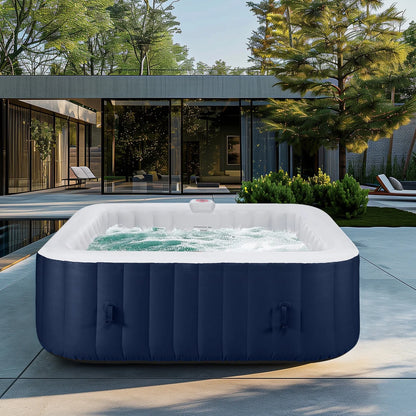 Hot Tub for 4-6 Person, Seizeen Outdoor Patio Large Inflatable Hot Tub Home SPA, with 130pcs Massage Jets, 910L, 4 Filters, 2 Cup Holders, Lockable Cover, Storage Bag, Max 104° F, 73in, Navy