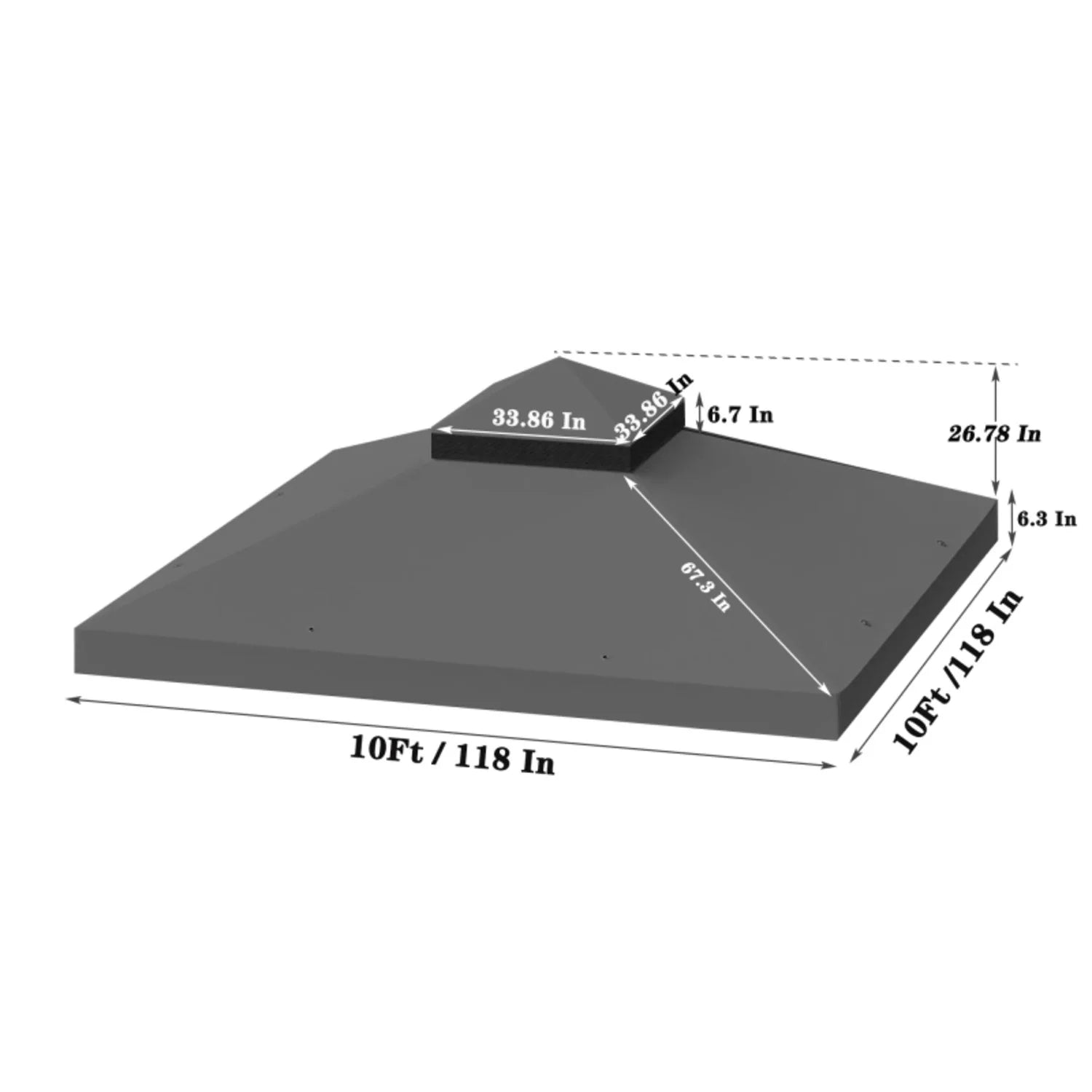 10x10 Ft Outdoor Patio Replacement Canopy Double Tiered Gazebo Tent Roof Top Cover Only Frame Not Include UV Protection Fade Resistant