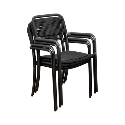 Amazonia Curry 2pc or 4pc Aluminum & Rope Outdoor Patio Dining Chairs Grey