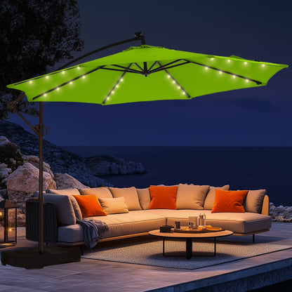 10ft Patio Umbrellas OffsetOutdoor Umbrella Cantilever Hanging Umbrellas with Infinite Tilt,Fade Resistant Waterproof Fabric & Base,for Yard,Garden,Home,Pool & Deck,Red