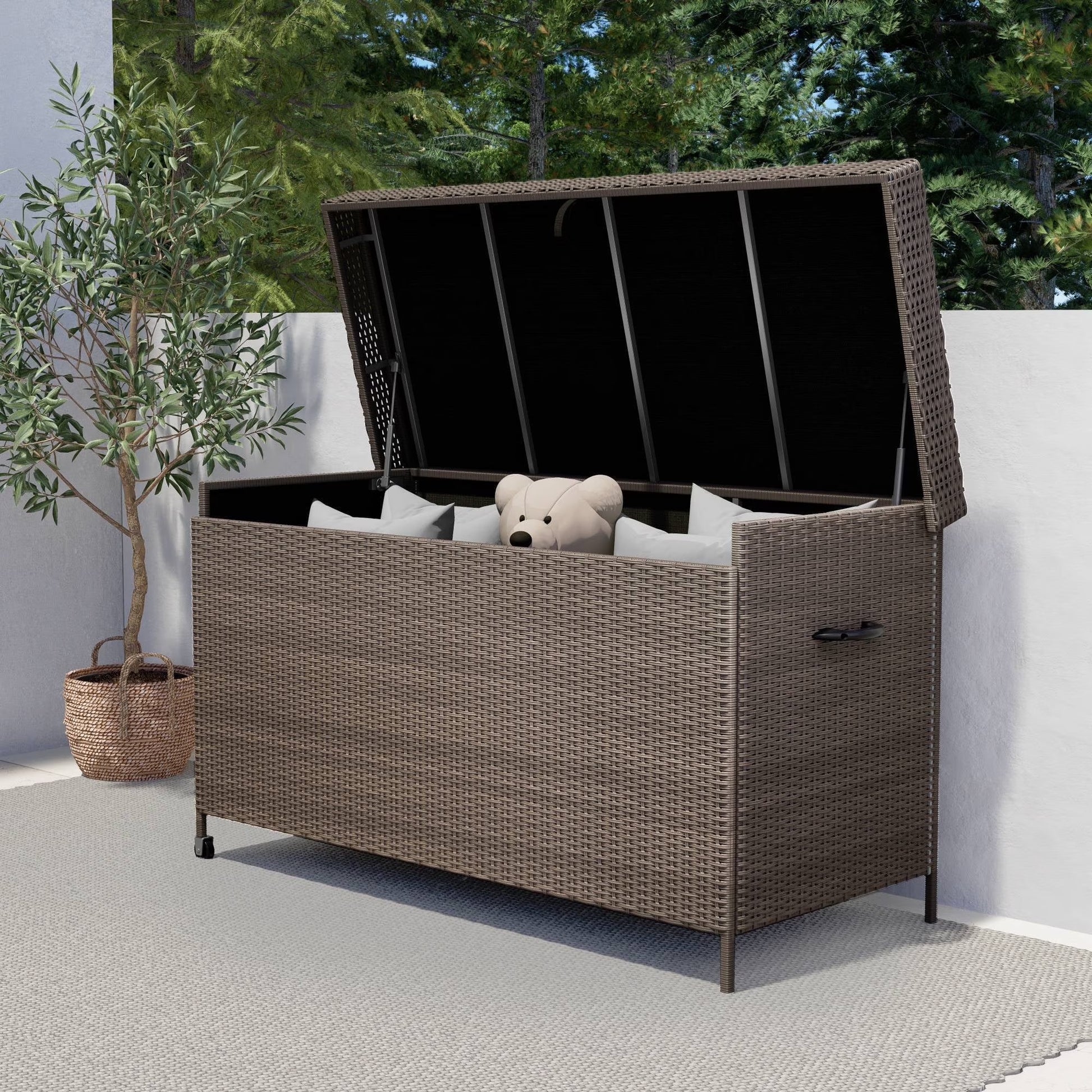 Grand Patio Outdoor 170 Gallon Deck Box Outdoor Large Wicker Storage Box, 52.45lb, 27.25''W, Black
