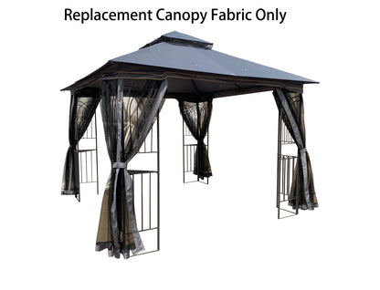 10x10 Ft Patio Double Roof Gazebo Replacement Canopy Top Fabric, Gray