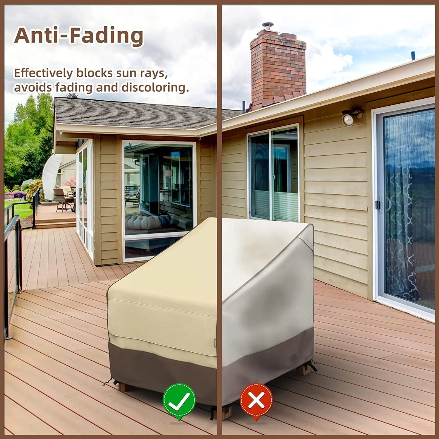 600D Patio Chair Cover, Outdoor Furniture Cover for Lawn Patio Chair, 38" x 40" x 34" Waterproof Anti-UV Patio Furniture Covers with Large Air Vents, 2 Pack, Brown & Khaki