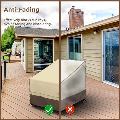 600D Patio Chair Cover, Outdoor Furniture Cover for Lawn Patio Chair, 38" x 40" x 34" Waterproof Anti-UV Patio Furniture Covers with Large Air Vents, 2 Pack, Brown & Khaki