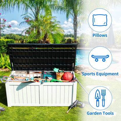 Dextrus Outdoor Storage Deck Box 120 Gallon - Large Resin Patio Storage for Outdoor Pillows, Garden Tools and Pool Supplies - Waterproof and Lockable (Dark Grey)
