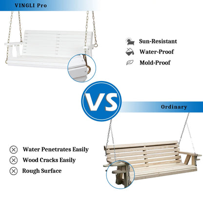 Ktaxon Patio Wooden Porch Swing for Courtyard & Garden, Heavy Duty 880 LBS Swing Chair Bench with Hanging Chains for Outdoors (White, 4 FT)