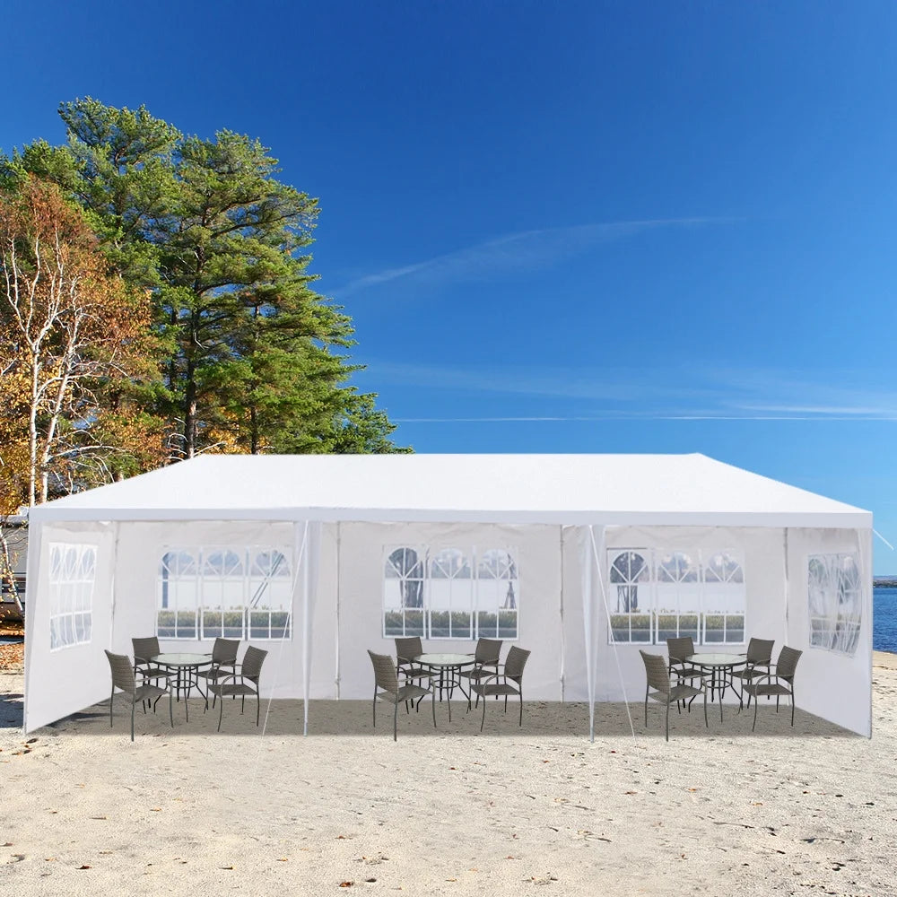 10'x30' Canopy Tent, Canopy Party Tent with 5 Removable Sidewalls,Waterproof Gazebo Tent for Patio/Outdoor/Wedding Parties and Events, White
