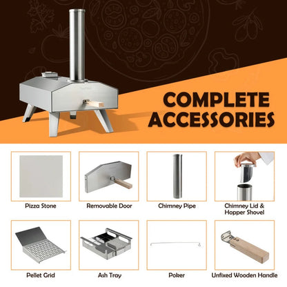 Topcobe Portable Stainless Steel Outdoor Pizza Oven with 12 Inch Pizza Stone, Cooking Space for Backyard, Patio and Parties