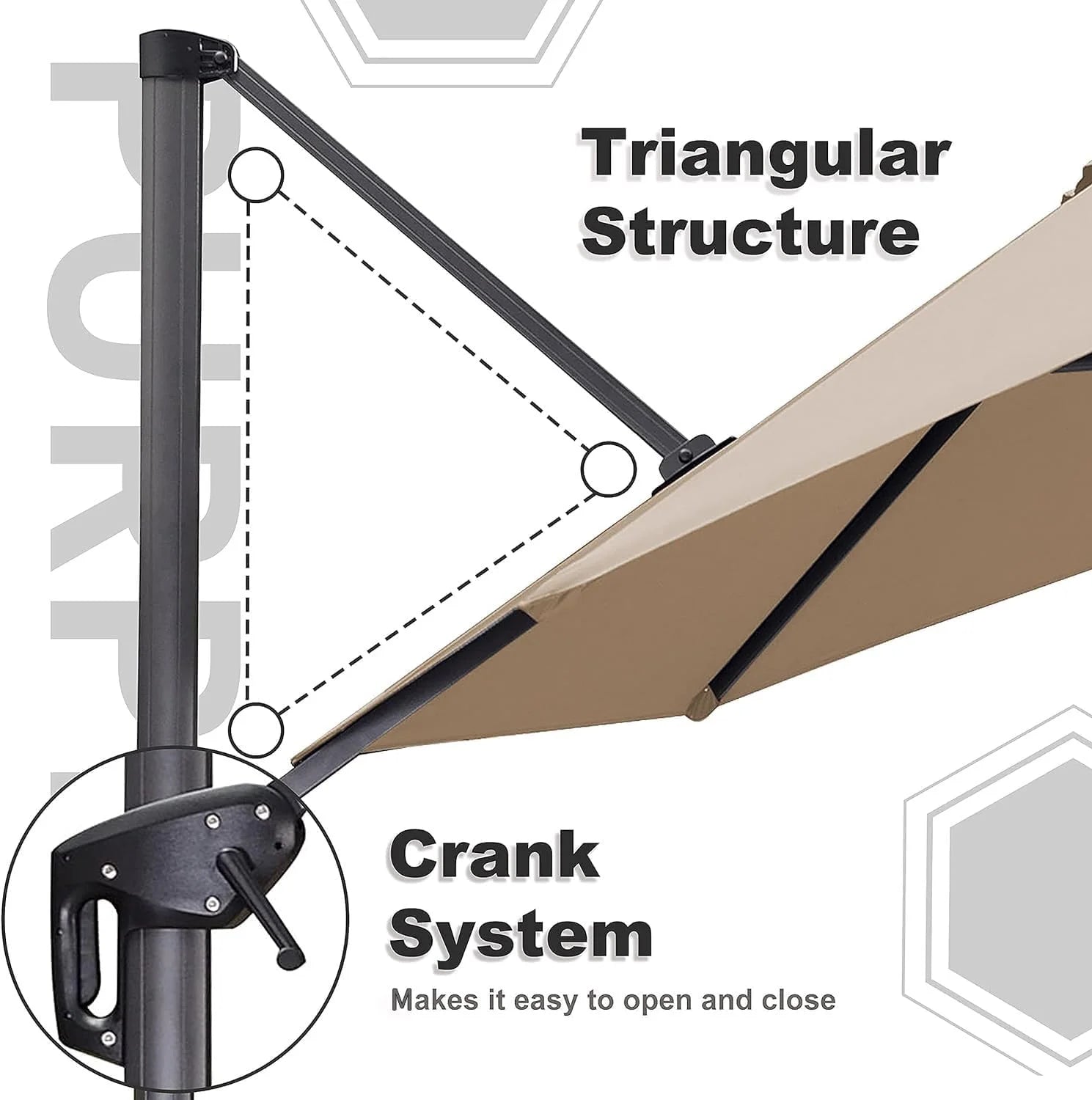 PURPLE LEAF 8x8 Ft Cantilever Umbrella Square Outdoor Patio Umbrella Large Offset Hanging Umbrella Aluminum Umbrella with 360° Rotation Adjustable Garden Pool Umbrella,Beige