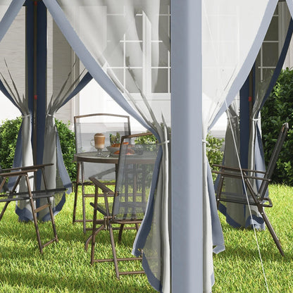 Outsunny 13' x 13' Pop Up Gazebo Hexagonal Canopy with 6 Zippered Mesh Netting, 2-Tier Roof Event Tent with Steel Frame for Patio Backyard, Gray