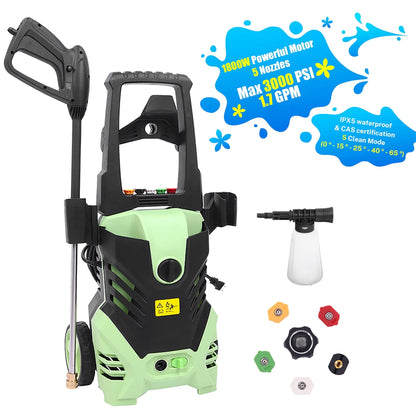 Seizeen Electric Pressure Washers - Max 3000 PSI High Power Washer, 1.7 GPM Power Washers Electric Powered with 5 Nozzles, Foam Cannon, Hose Reel, Car Motorcycle Water Washer for Deck/Driveway/Patio