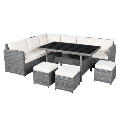 7-piece Outdoor Rattan Patio Furniture Set Black