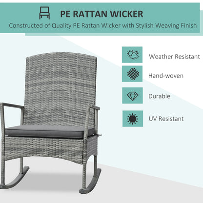 Outsunny 3Piece Wicker Rocking Chair Patio Furniture Set, Gray