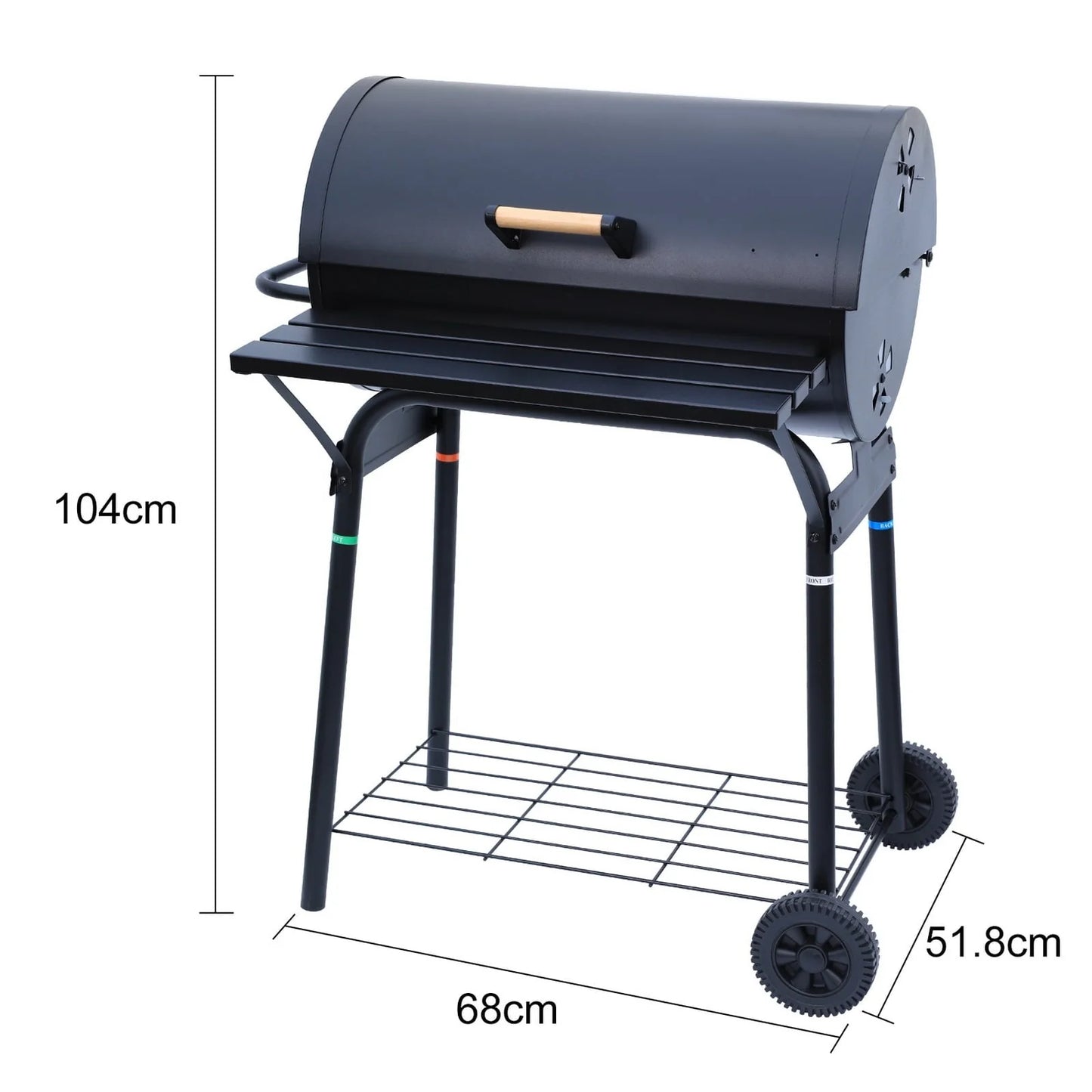Uten Charcoal Grill Outdoor BBQ Smoker Picnic Camping Patio Backyard Cooking, Black