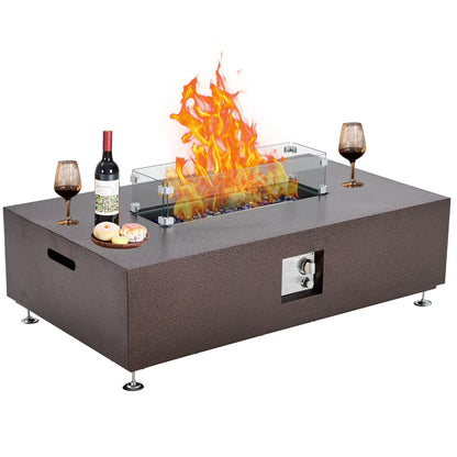 Adoolla 36" Outdoor Propane Fire Pit Table 50,000 BTU with Wind Guard & Rain Cover for Patio Garden