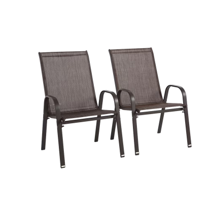4 Piece Patio Chairs, Outdoor Camping Chairs with Breathable Textilene Fabric, Set of 2 Garden Chairs with Armrest High Backrest for Garden Patio Pool Beach Yard Space Saving ( Brown)