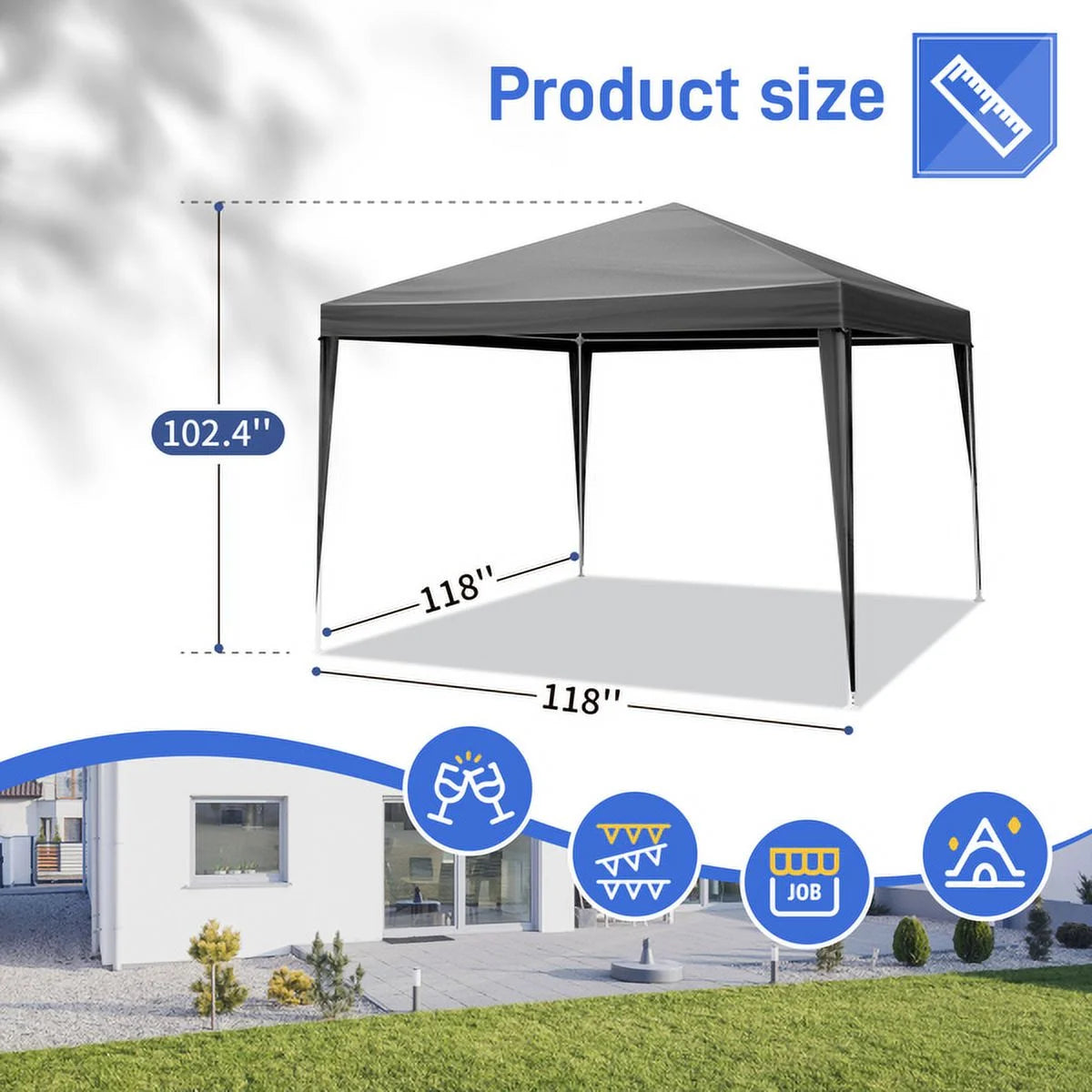Sythers 10'x10' Pop Up Canopy Tent with 4 Removable Sidewalls, Portable Gazebo, UV Resistant Waterproof, Enclosed Canopy Tent for Outdoor Events, Patio, Backyard, Party, BBQ, Camping, Black